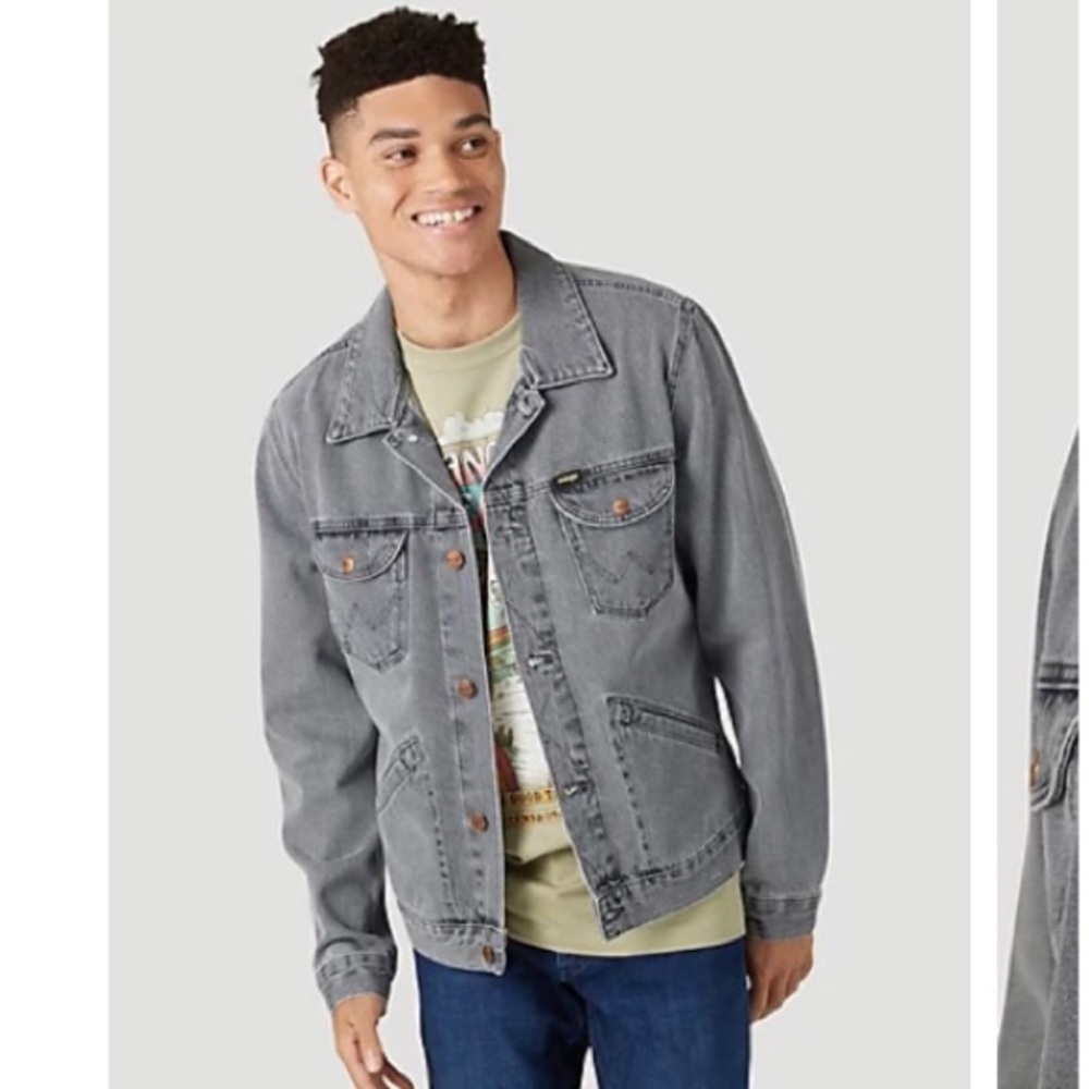 WRANGLER ICONS™ 124MJ MEN'S DENIM JACKET IN GOLDEN GREY - MEDIUM.